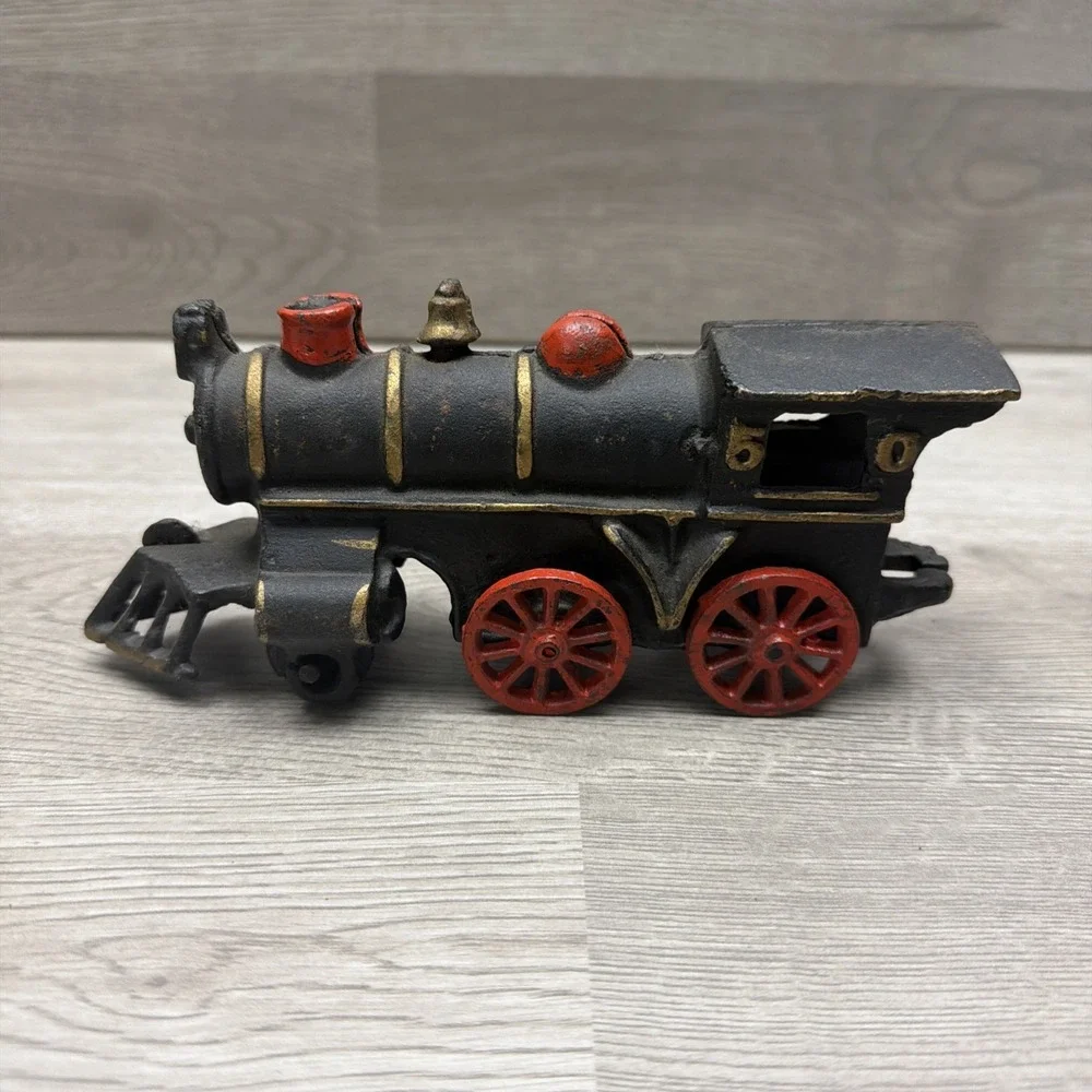 Cast-Iron Toy Train Steam Locomotive Engine & Tender Coal Train Car #50‎ Vintage